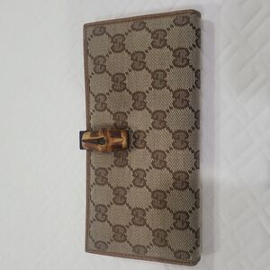 GUCCI Monogram Bamboo Wallet Brown